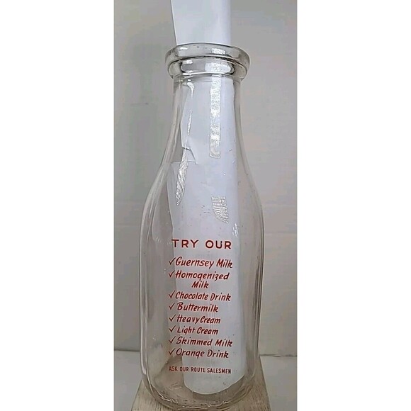 TSPQ Milk Bottle Everett & Thompson Dairy Farm Binghamton NY BROOME County 1955 - Picture 3 of 5